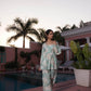BulBul Dhriti Light Teal Chanderi Co-Ord Set - Swadesiicart