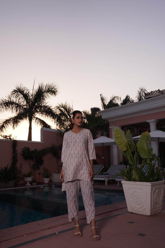 BulBul Henna Pink Cotton Co-Ord Set - Swadesiicart
