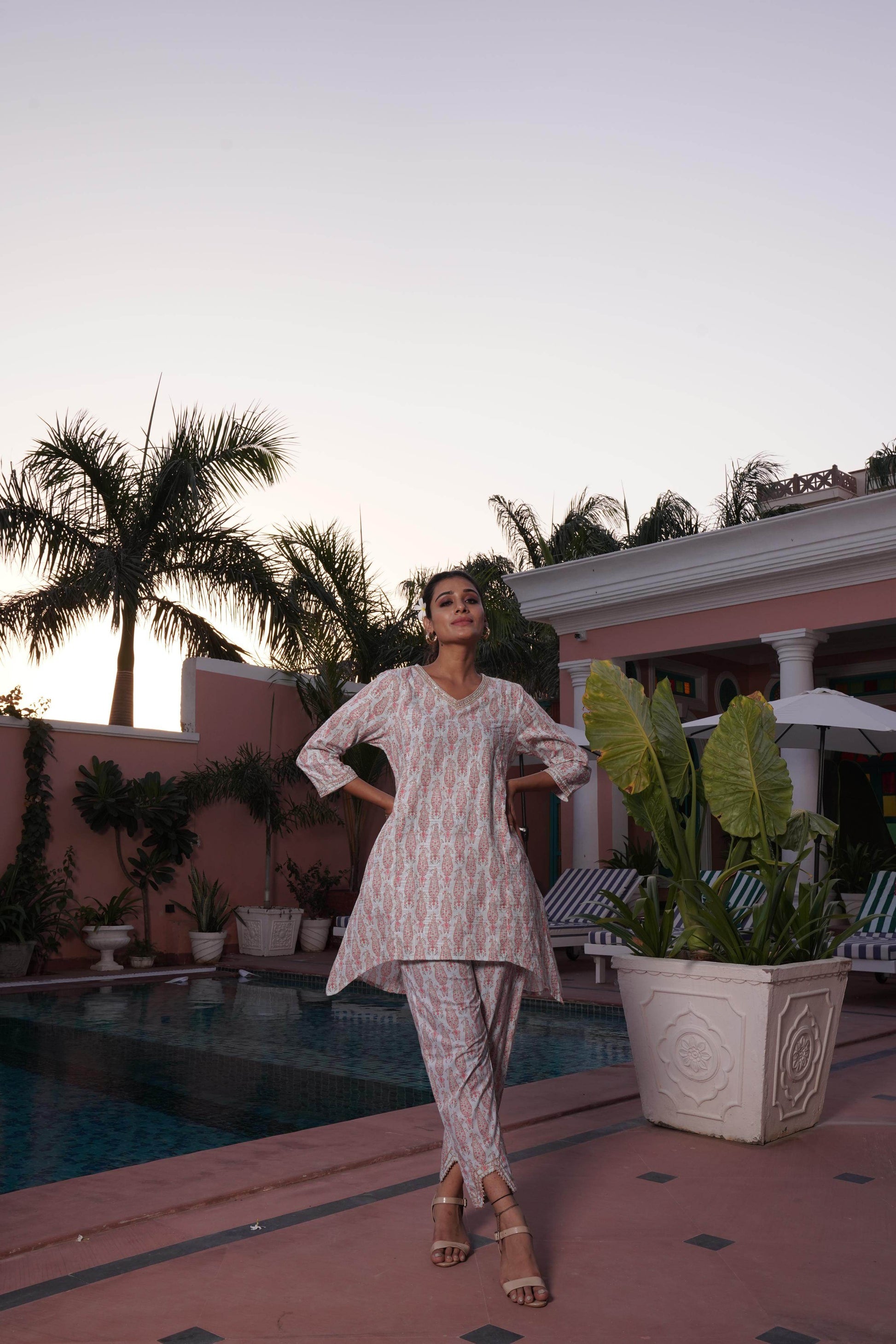 BulBul Henna Pink Cotton Co-Ord Set - Swadesiicart