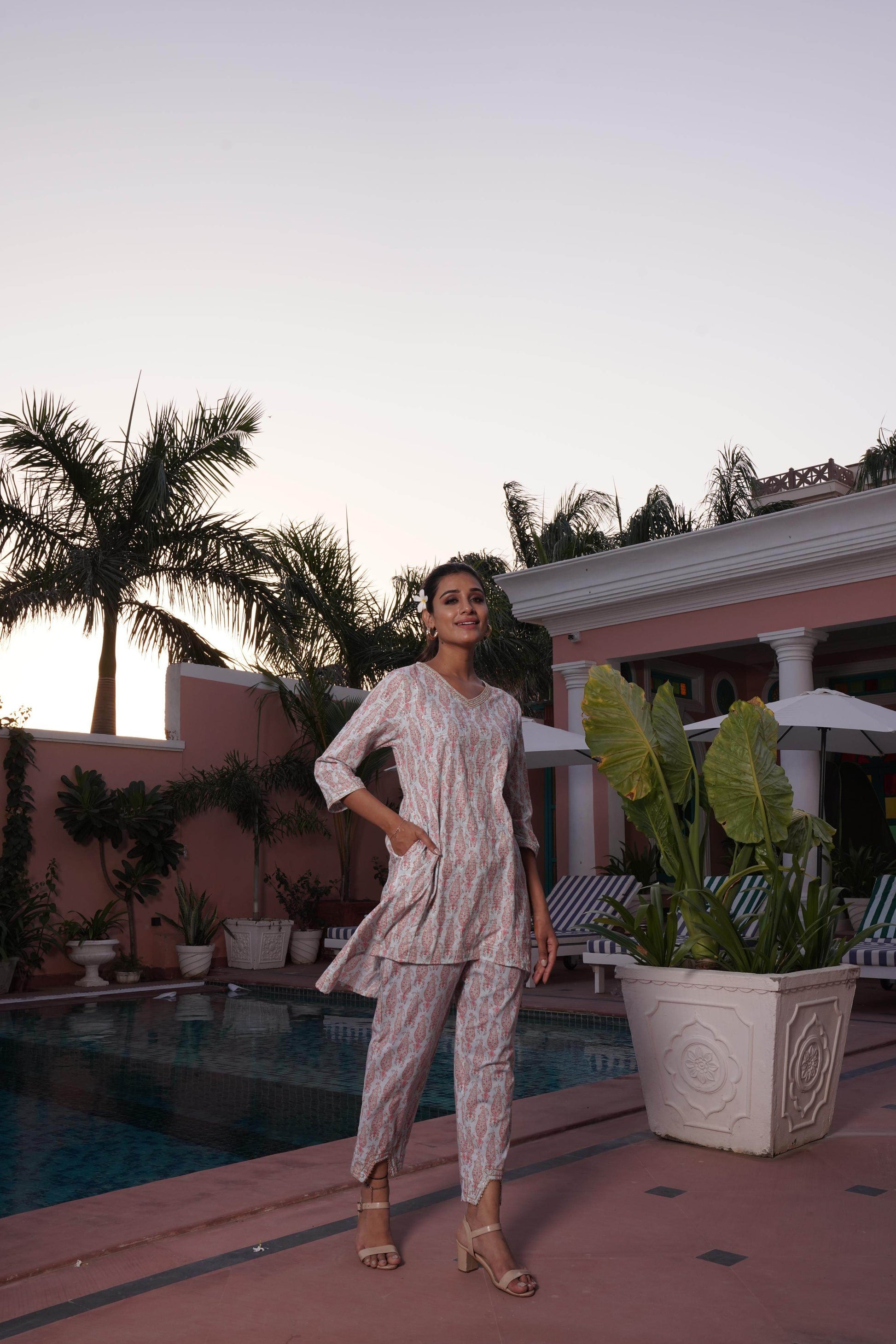 BulBul Henna Pink Cotton Co-Ord Set - Swadesiicart