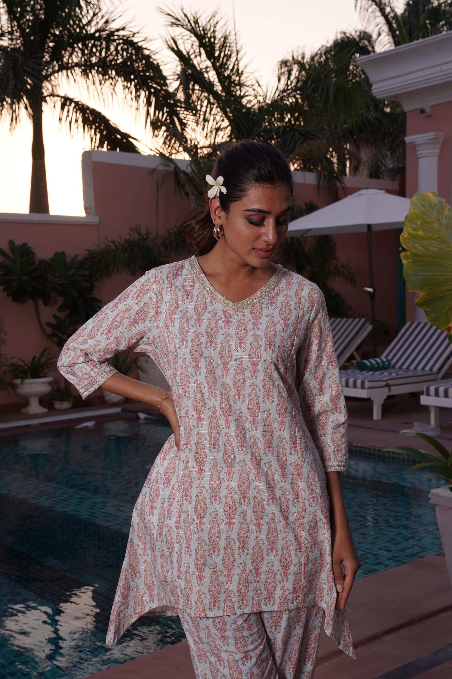 BulBul Henna Pink Cotton Co-Ord Set - Swadesiicart