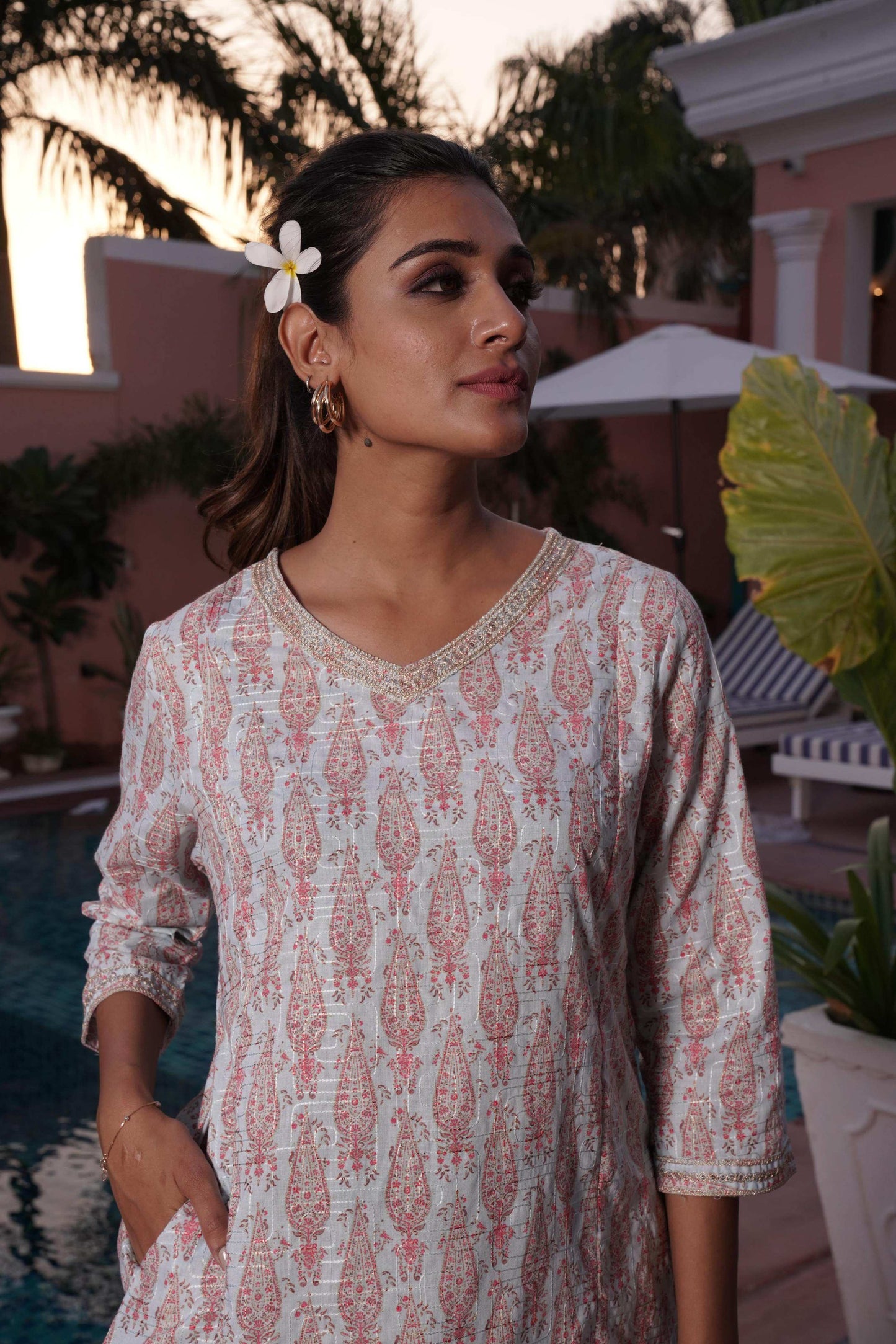 BulBul Henna Pink Cotton Co-Ord Set - Swadesiicart
