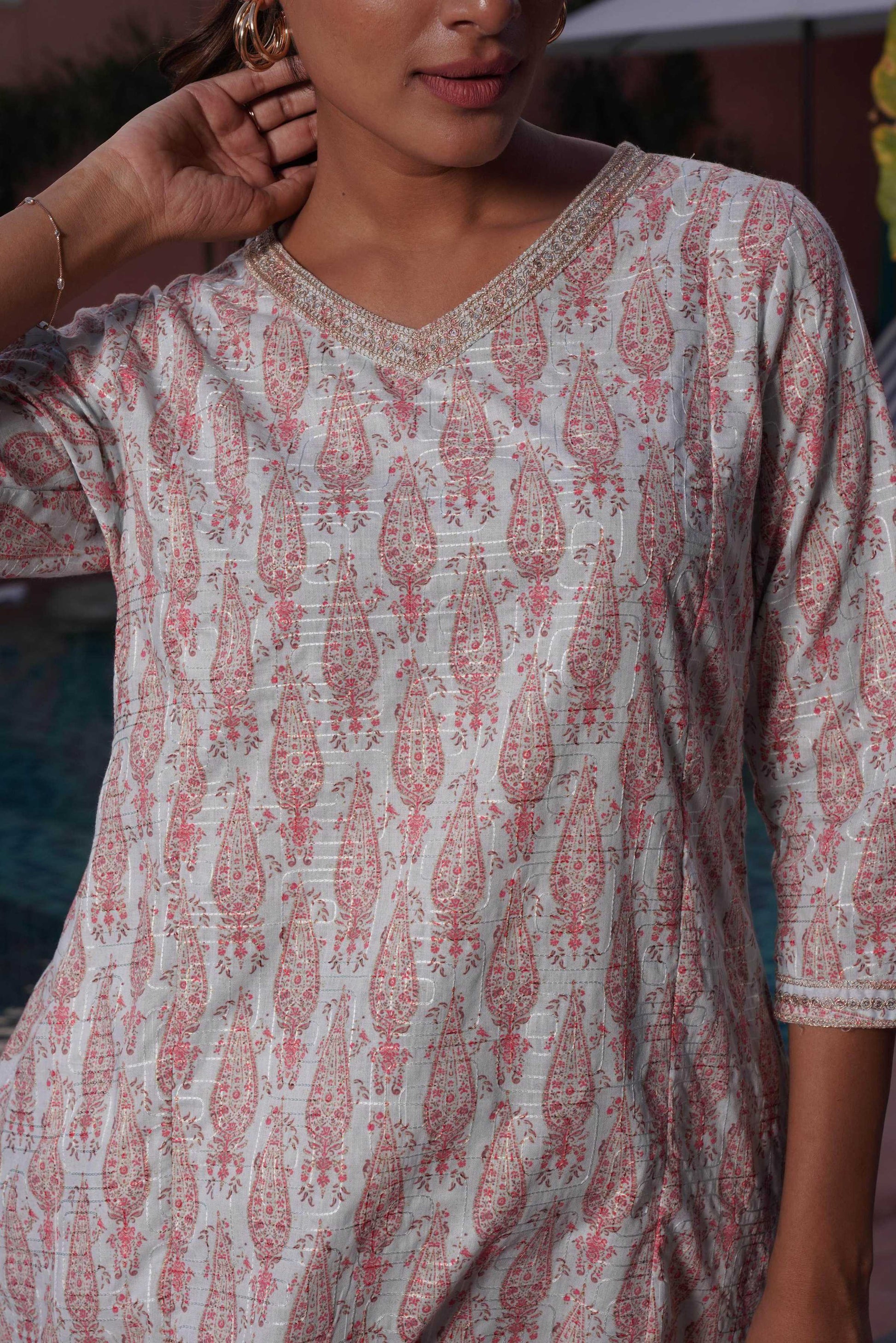 BulBul Henna Pink Cotton Co-Ord Set - Swadesiicart