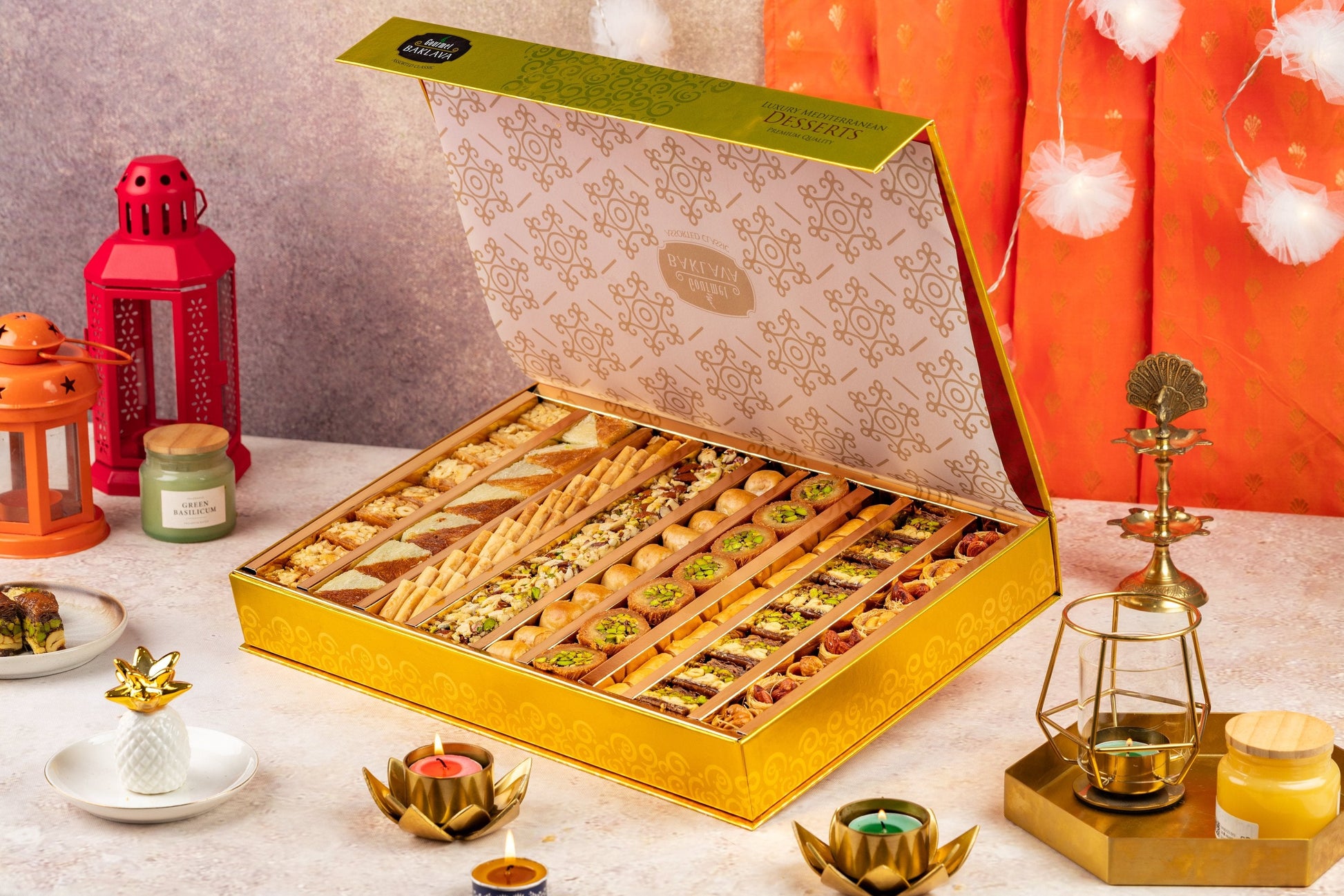 Gourmet Baklava Golden Hamper Box | Swadesiicart