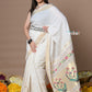 Very Much Indian Rajsi - Handloom Pure Cotton Paithani With Asawali Pallu - White Golden | Swadesiicart