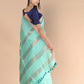 Very Much Indian Handloom Cotton Silk Saree With Sleek Golden Border - teal green | Swadesiicart