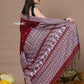 Very Much Indian Rajsi - Handloom Pure Cotton Saree with Hand-embroidered Symmetric Border - Maroon | Swadesiicart