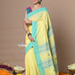 Very Much Indian Rajsi - Handloom Pure Cotton Saree with Classic Border and Pallu - Yellow | Swadesiicart