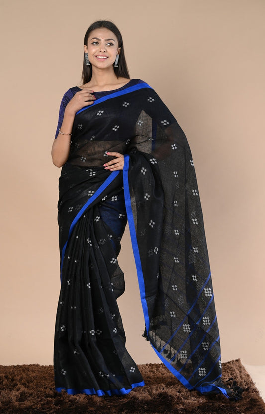 Very Much Indian Pure Linen Saree With Sleek Border and Exclusive Design | Swadesiicart