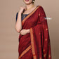 Very Much Indian Designed by VMI - High Quality Mul Cotton Handloom Woven with Sleek Border and Flower Buttis - Maroon | Swadesiicart