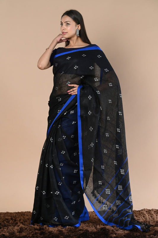 Very Much Indian Pure Linen Saree With Sleek Border and Exclusive Design | Swadesiicart