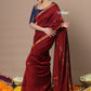 Very Much Indian Designed by VMI - High Quality Mul Cotton Handloom Woven with Sleek Border and Flower Buttis - Maroon | Swadesiicart