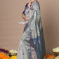 Very Much Indian Rajsi - Handloom Cotton Silk Saree with Golden Border - Grey | Swadesiicart