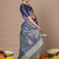 Very Much Indian Rajsi - Handloom Cotton Silk Saree with Golden Border - Grey | Swadesiicart