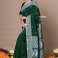 Very Much Indian Rajsi - Handloom Pure Cotton Saree with Hand-embroidered Symmetric Border - Green | Swadesiicart