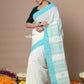 Very Much Indian Rajsi - Handloom Pure Cotton Saree with Classic Border and Pallu - White | Swadesiicart