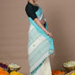 Very Much Indian Rajsi - Handloom Pure Cotton Saree with Classic Border and Pallu - White | Swadesiicart