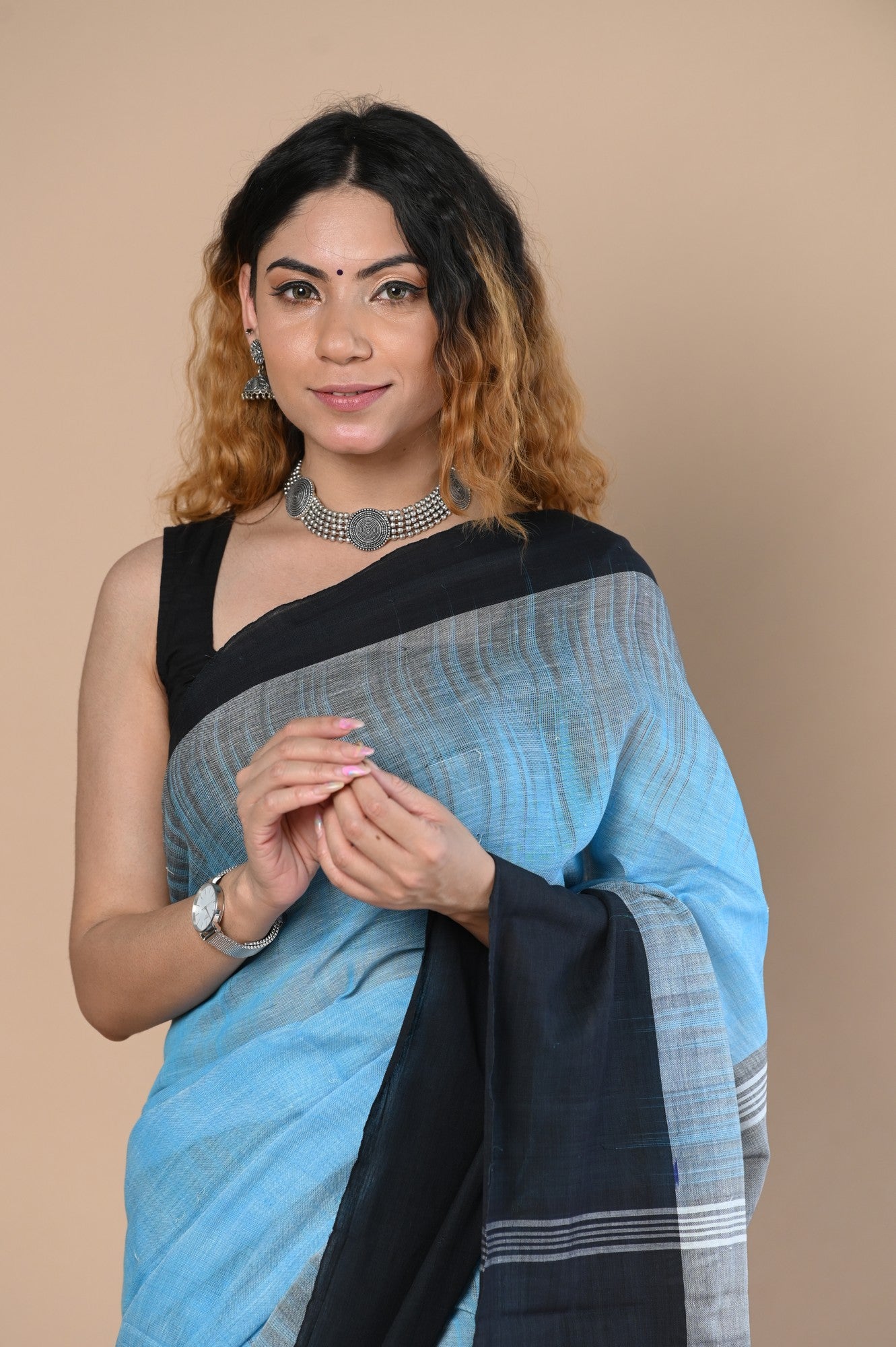 Very Much Indian Handloom Pure Cotton Saree With Handwoven Buttis | Swadesiicart
