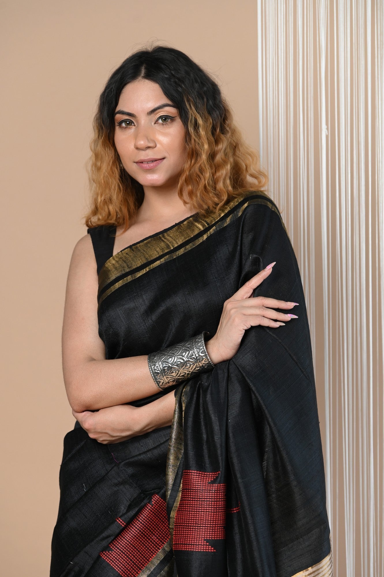 Very Much Indian Exclusive Handloom Pure Tussar Silk Saree By Khadigram Certified Weavers | Swadesiicart