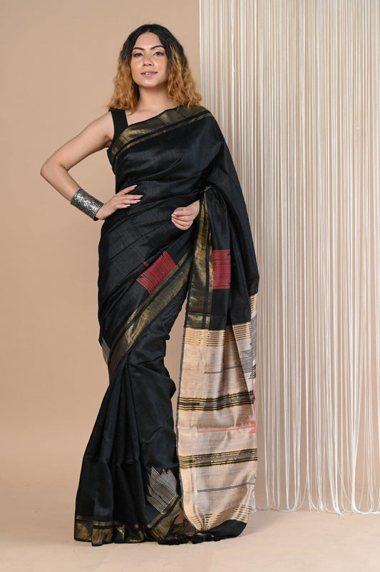 Very Much Indian Exclusive Handloom Pure Tussar Silk Saree By Khadigram Certified Weavers | Swadesiicart