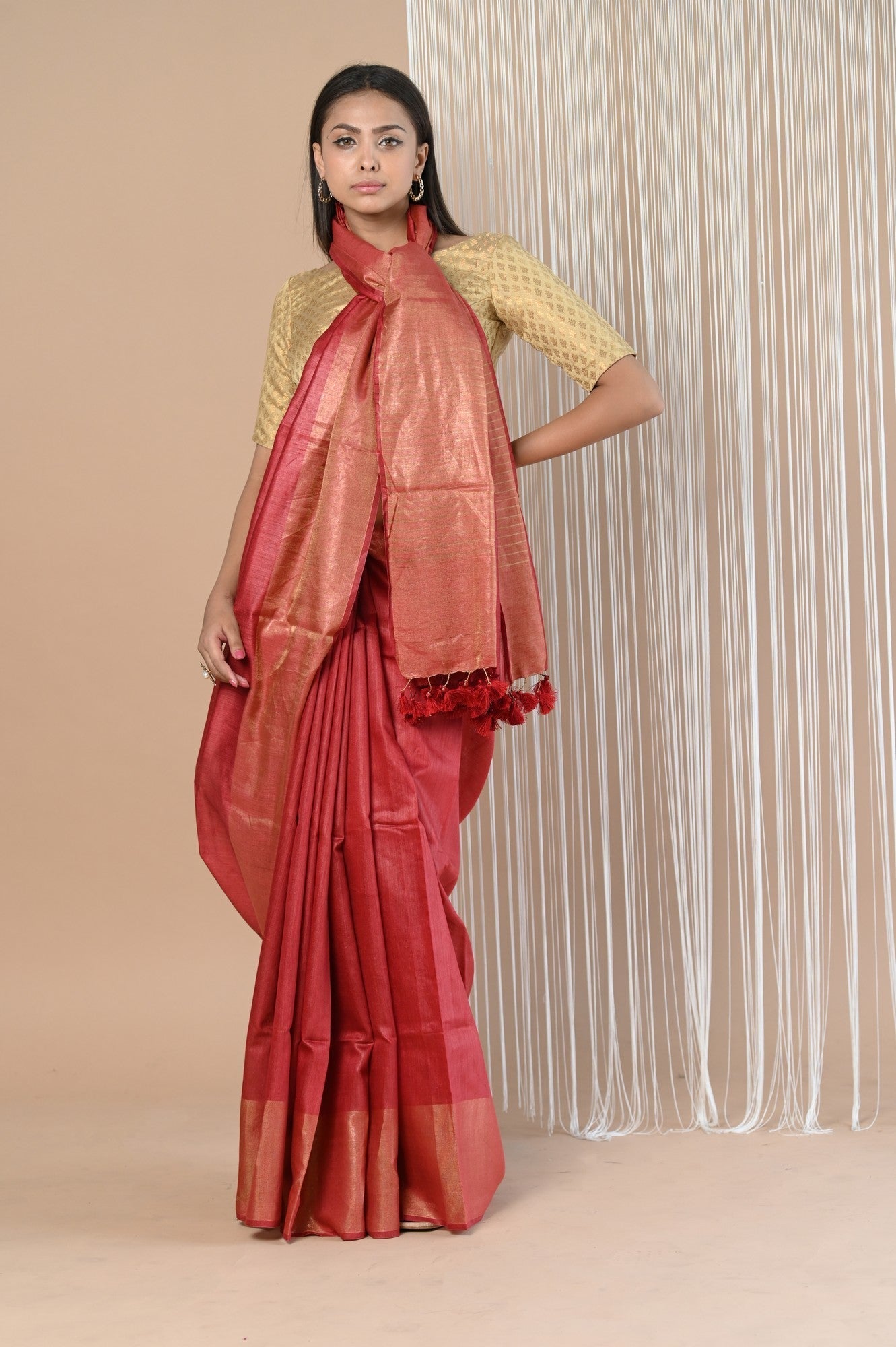 Very Much Indian Exclusive Pure Moonga Tussar Silk Saree With Beautiful Border | Swadesiicart
