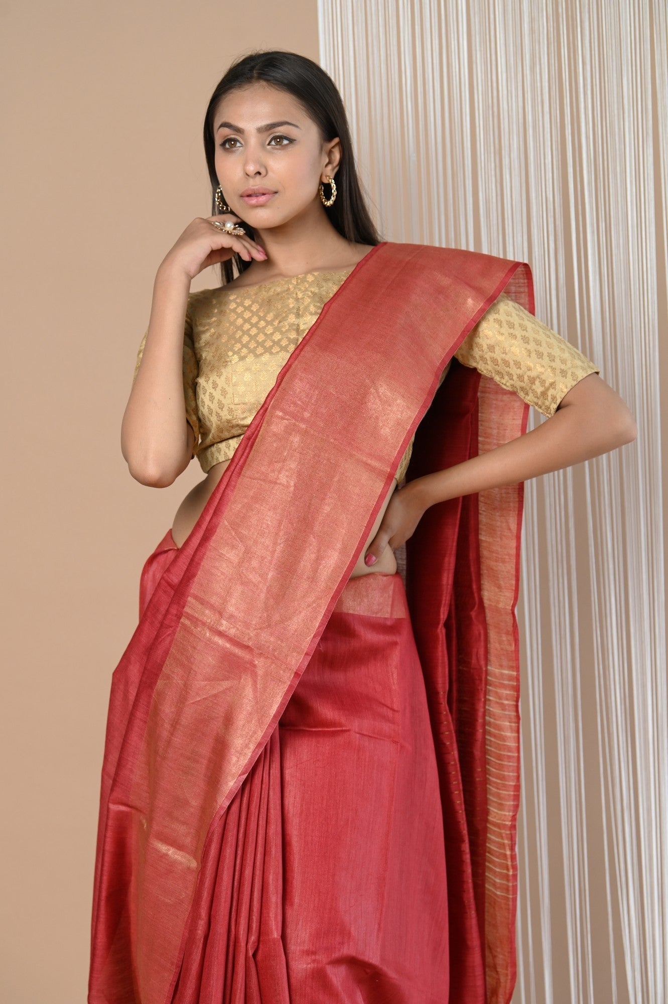 Very Much Indian Exclusive Pure Moonga Tussar Silk Saree With Beautiful Border | Swadesiicart