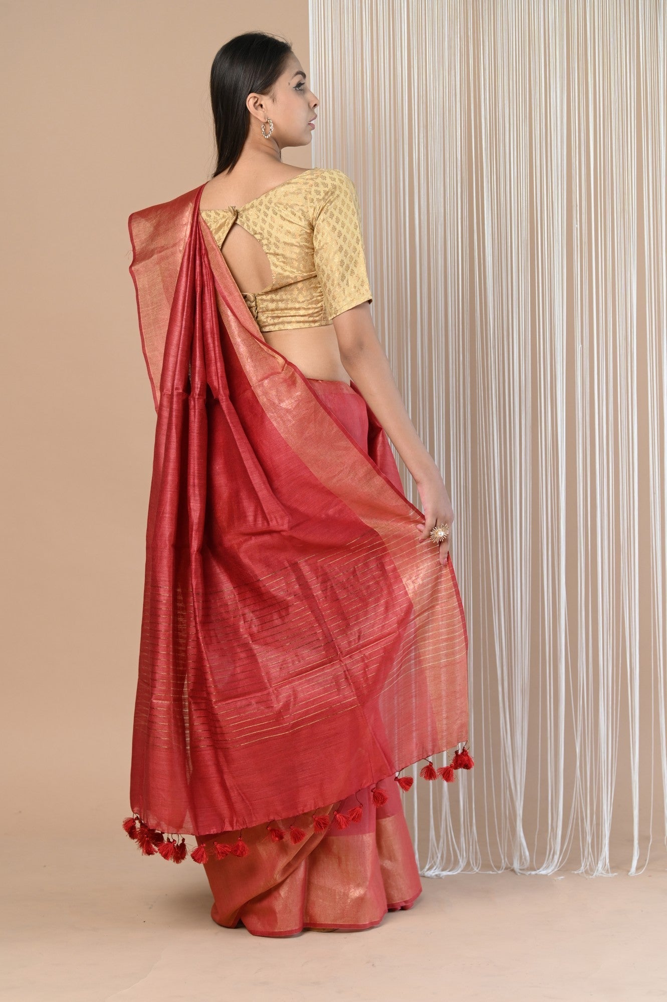 Very Much Indian Exclusive Pure Moonga Tussar Silk Saree With Beautiful Border | Swadesiicart
