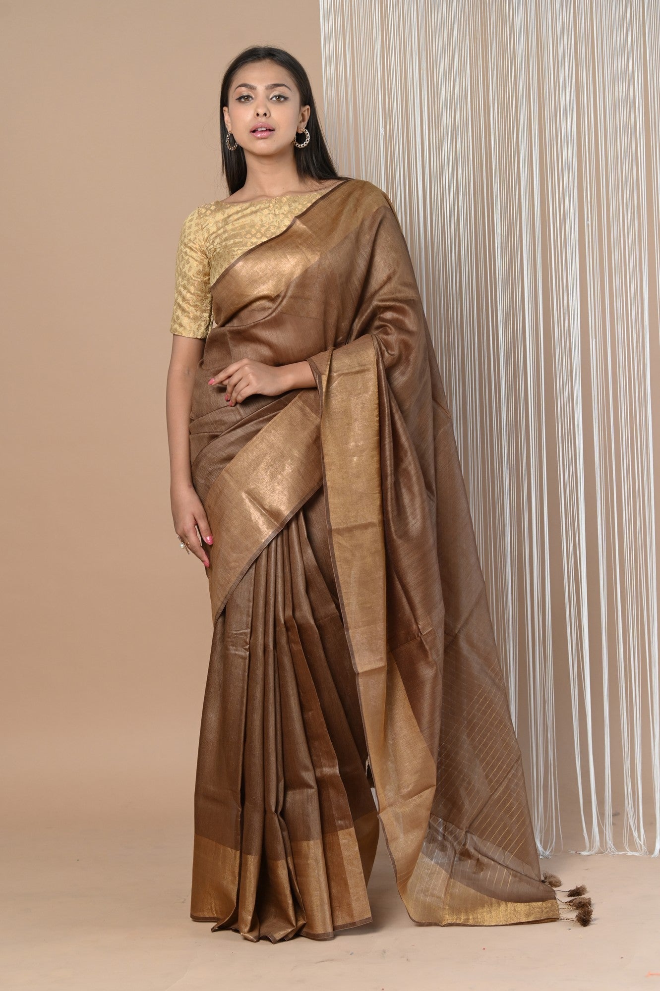 Very Much Indian Exclusive Pure Moonga Tussar Silk Saree With Beautiful Border | Swadesiicart
