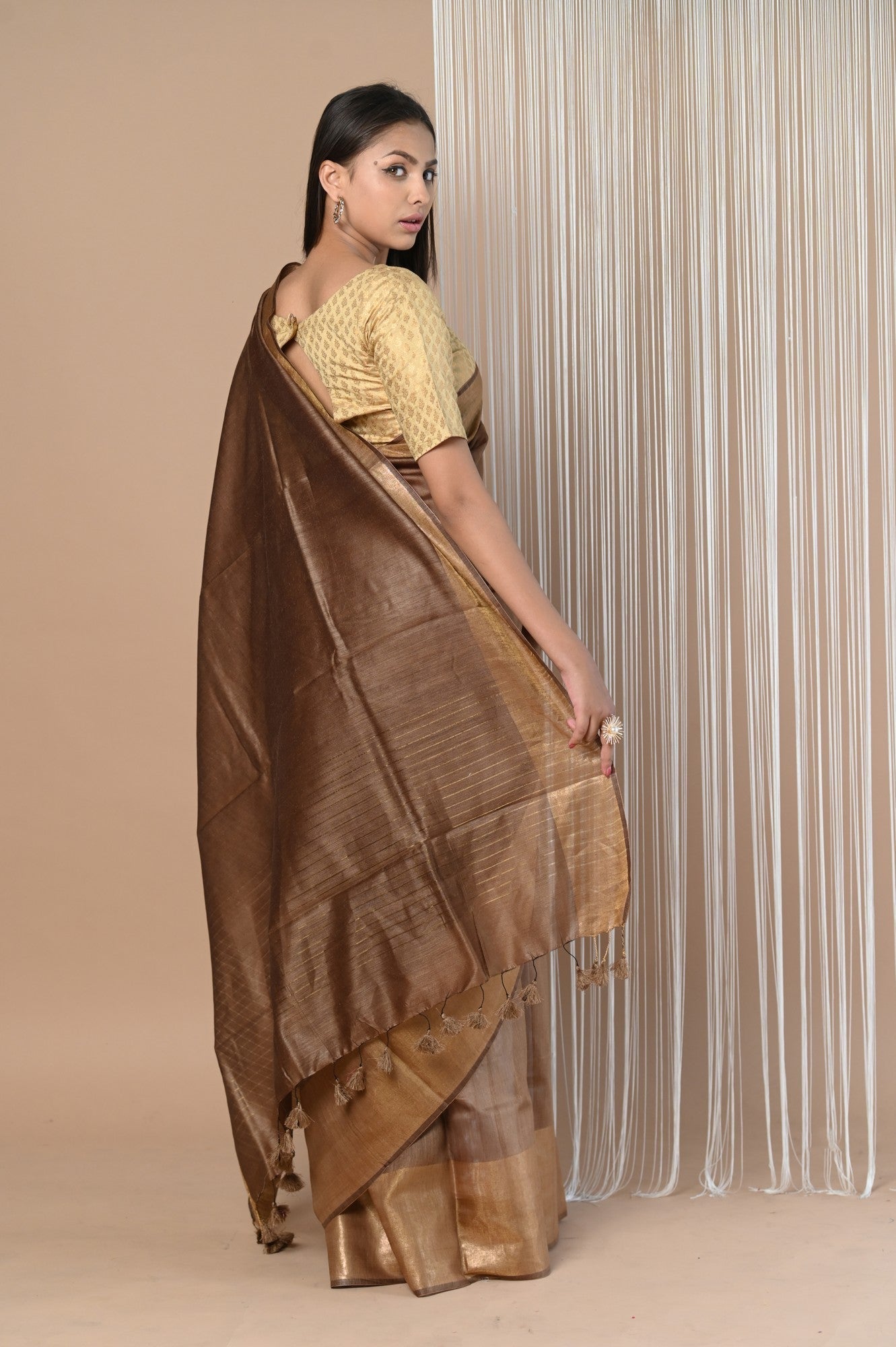 Very Much Indian Exclusive Pure Moonga Tussar Silk Saree With Beautiful Border | Swadesiicart