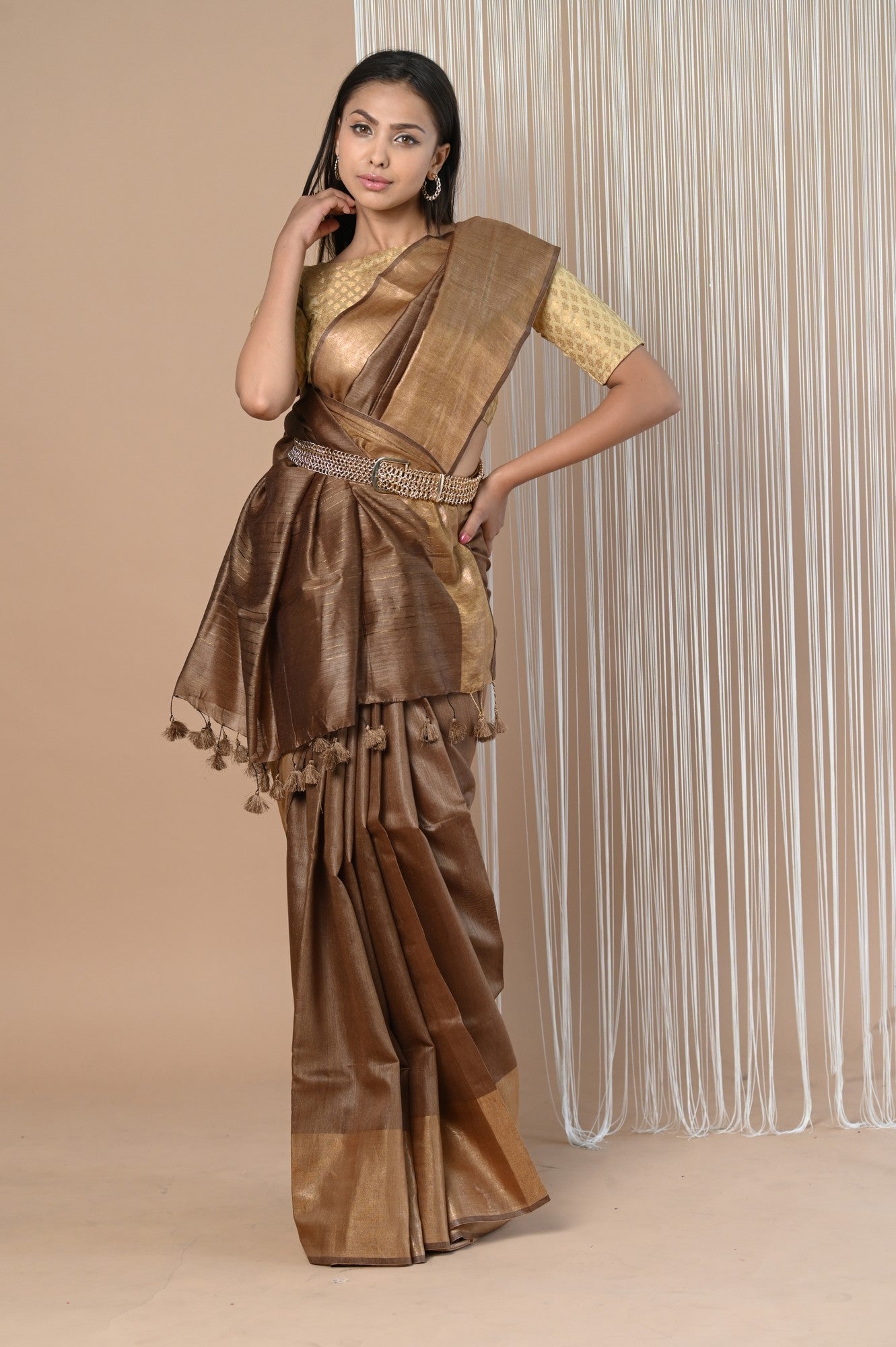 Very Much Indian Exclusive Pure Moonga Tussar Silk Saree With Beautiful Border | Swadesiicart