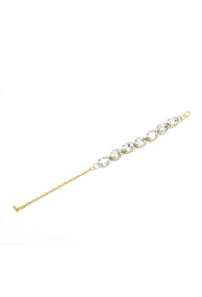 Mominos Fashion Johar Kamal Gold-Polished Finish Stone Choker For Women (White) | Swadesiicart