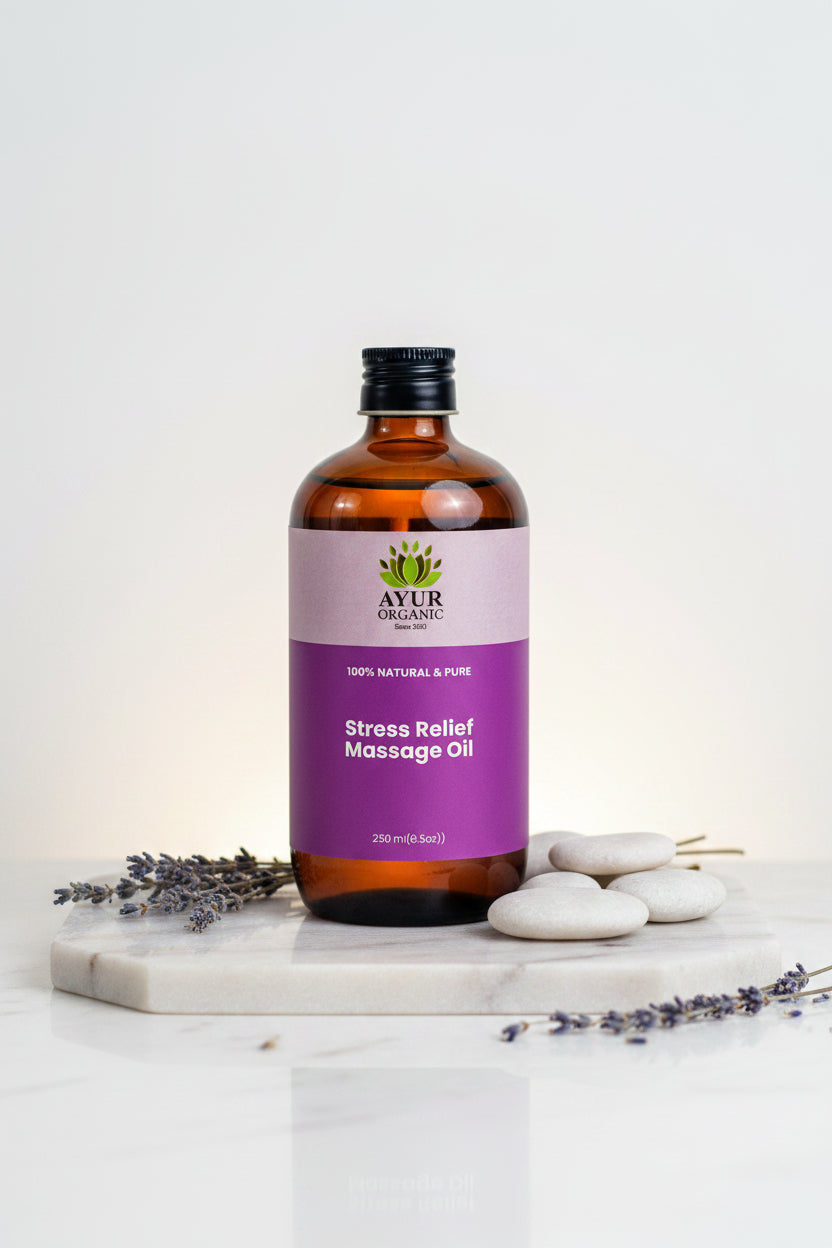 Stress Relief Massage Oil 250ml Glass bottle