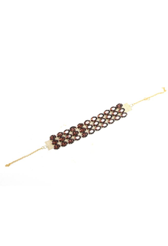 Mominos Fashion Johar Kamal Gold-Polished Finish Stone Choker For Women (Brown) | Swadesiicart