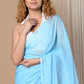 Very Much Indian Designer Pure Cotton Sarees with All over Linear Stripes - Sky Blue | Swadesiicart
