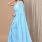 Very Much Indian Designer Pure Cotton Sarees with All over Linear Stripes - Sky Blue | Swadesiicart