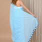 Very Much Indian Designer Pure Cotton Sarees with All over Linear Stripes - Sky Blue | Swadesiicart