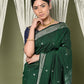 Very Much Indian EXCLUSIVE! Silver Zari Handloom High Quality Pure Cotton Paithani Radha Krishna Pallu | Swadesiicart