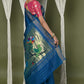 Very Much Indian EXCLUSIVE! Handloom Pure Cotton Paithani With Peacock Pallu - Teal Blue | Swadesiicart