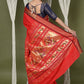 Very Much Indian EXCLUSIVE! Handloom Pure Cotton Paithani With Asawali Pallu - Bright Red | Swadesiicart
