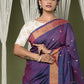 Very Much Indian EXCLUSIVE! Handloom Pure Cotton Paithani With Lotus Pallu - Dark Violet | Swadesiicart