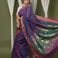 Very Much Indian EXCLUSIVE! Handloom Pure Cotton Paithani With Lotus Pallu - Dark Violet | Swadesiicart