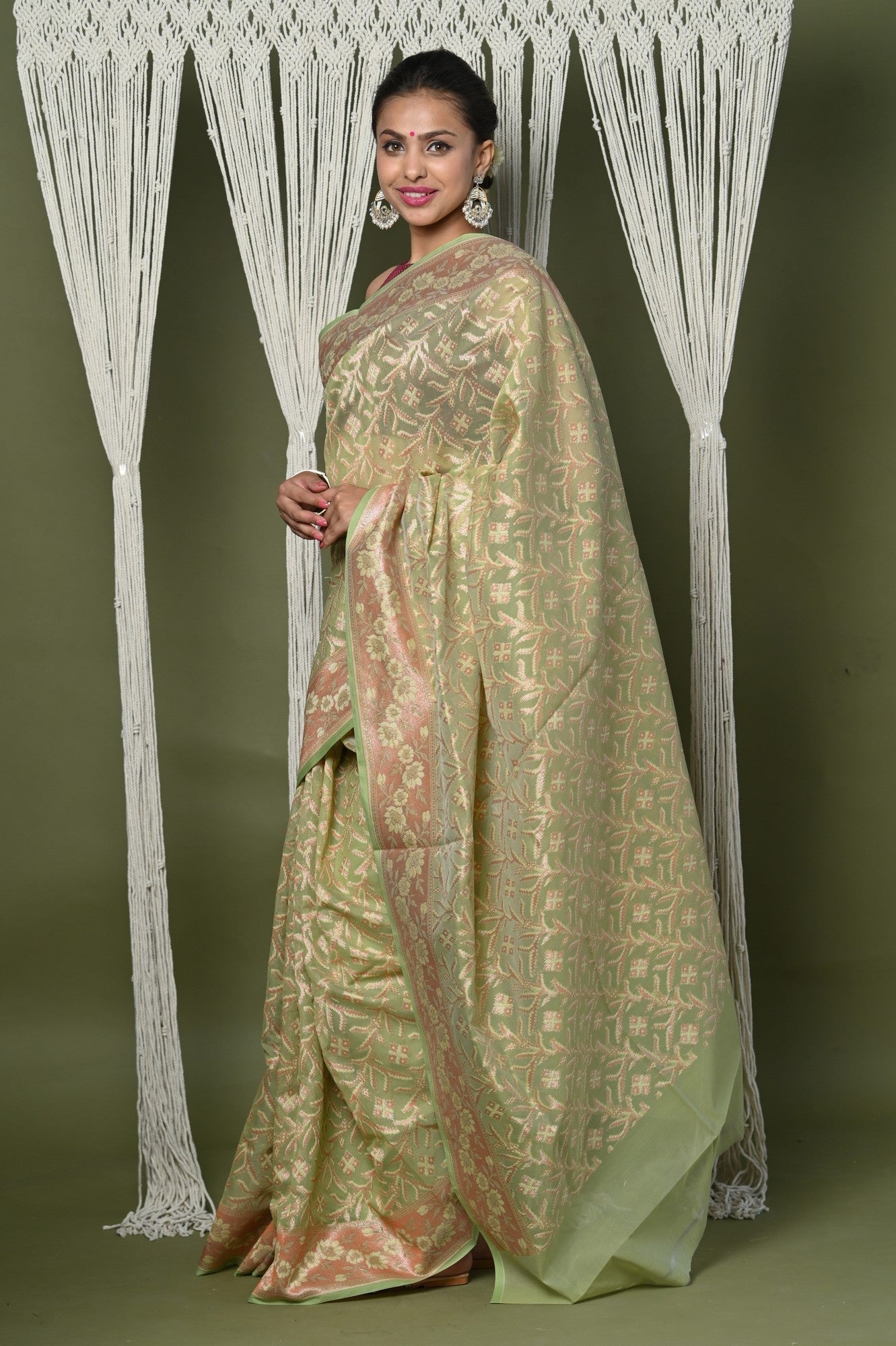 Very Much Indian Exclusive High Quality Handloom Banarasi Cotton Saree with Beautiful Abstract Print. | Swadesiicart