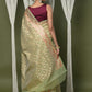 Very Much Indian Exclusive High Quality Handloom Banarasi Cotton Saree with Beautiful Abstract Print. | Swadesiicart