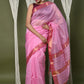 Very Much Indian Handloom Cotton Silk Saree With Sleek Golden Border - rose pink | Swadesiicart