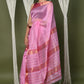 Very Much Indian Handloom Cotton Silk Saree With Sleek Golden Border - rose pink | Swadesiicart
