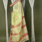 Very Much Indian Handloom Cotton Silk Saree With Sleek Golden Border - chartreuse green | Swadesiicart