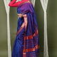 Very Much Indian Handloom Cotton Silk Saree With Sleek Golden Border - dark blue | Swadesiicart