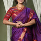 Very Much Indian Handloom Cotton Silk Saree With Sleek Golden Border - purple | Swadesiicart