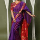 Very Much Indian Handloom Cotton Silk Saree With Sleek Golden Border - purple | Swadesiicart
