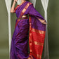 Very Much Indian Handloom Cotton Silk Saree With Sleek Golden Border - purple | Swadesiicart